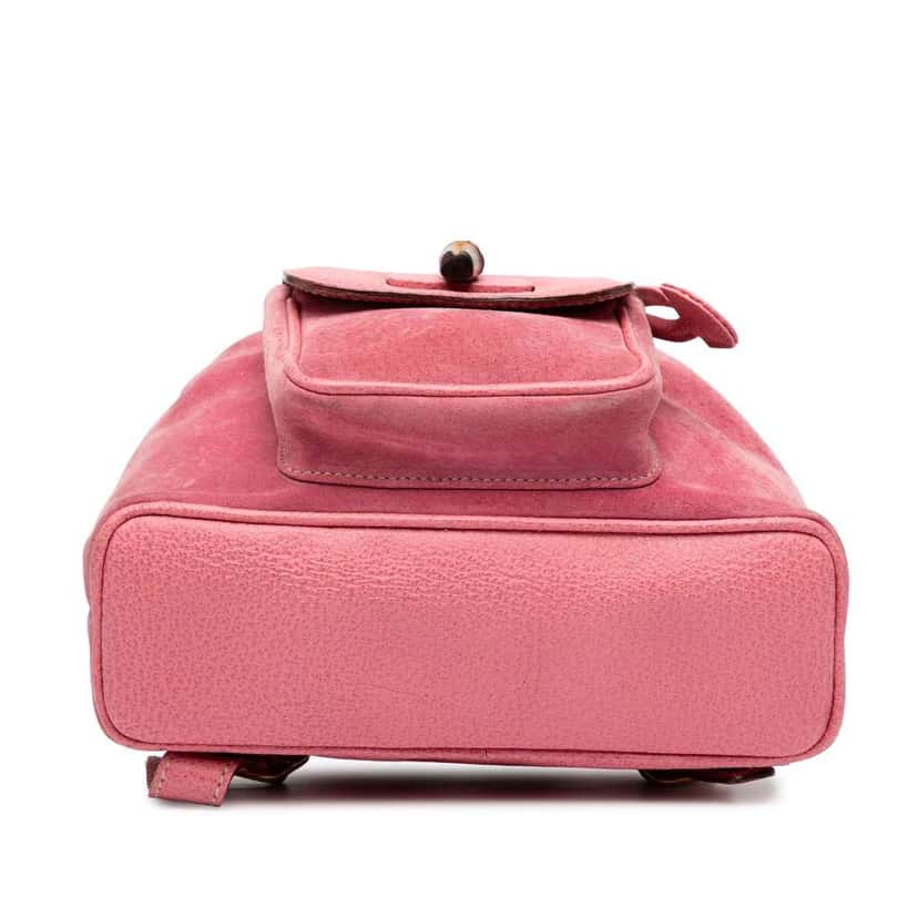 Gucci Suede Bamboo Backpack Pink Leather Good condition - Inside View