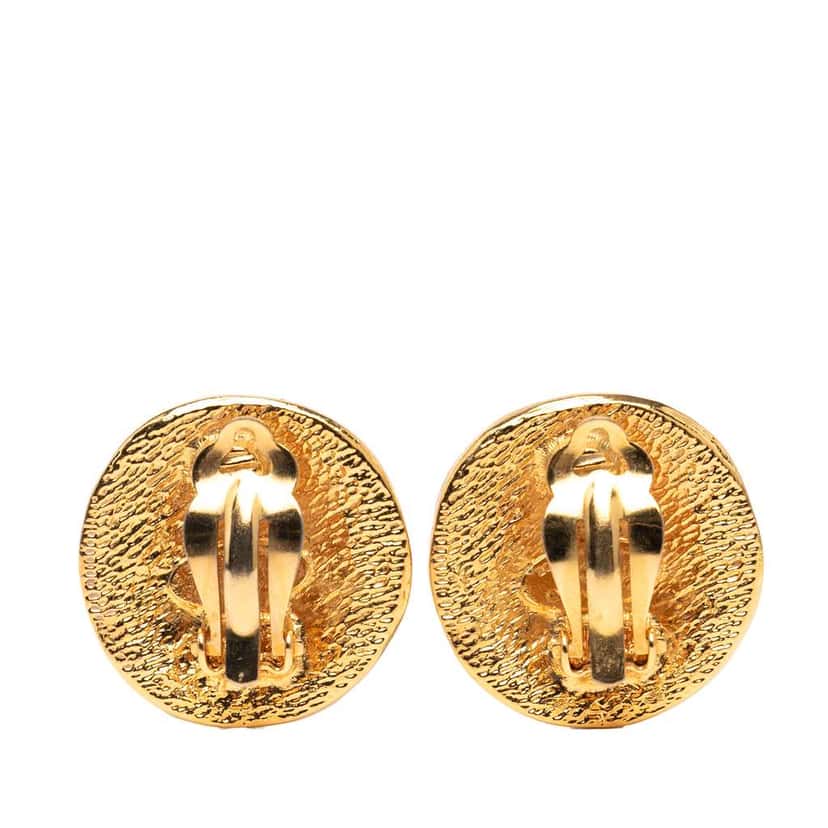 Chanel Gold Plated CC Round 31 Rue Cambon Clip on Earrings Gold Metal Good condition - Back View