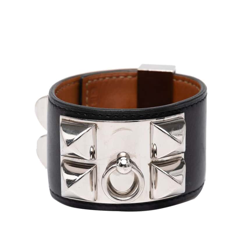 Hermès Swift Collier de Chien Bracelet S Black Leather Good condition - Front View