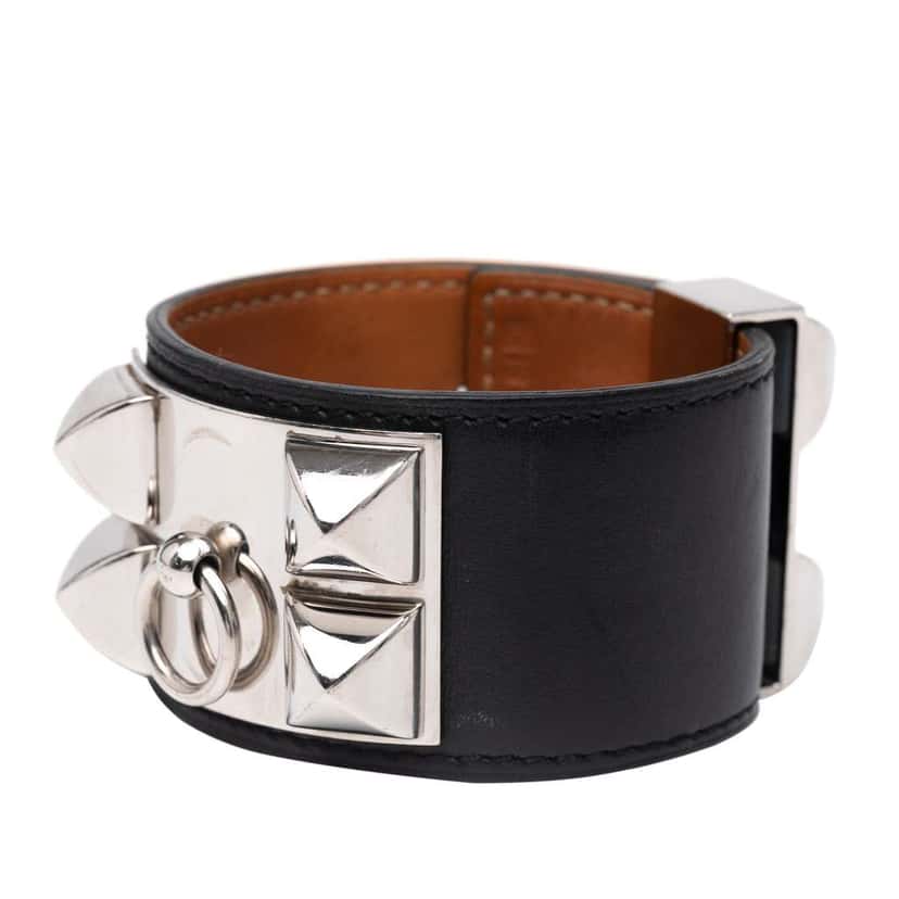 Hermès Swift Collier de Chien Bracelet S Black Leather Good condition - Back View