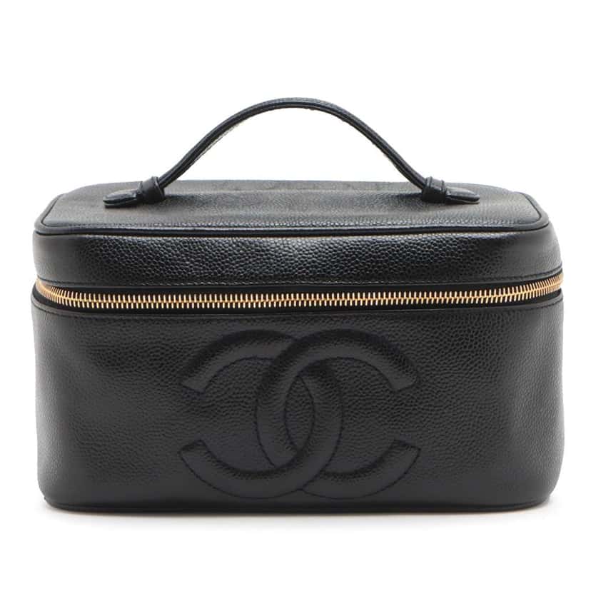 Chanel CC Caviar Vanity Case Black Leather Good condition - Front View