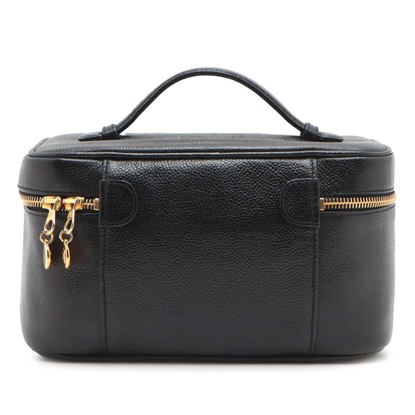 Chanel CC Caviar Vanity Case Black Leather Good condition - Back View