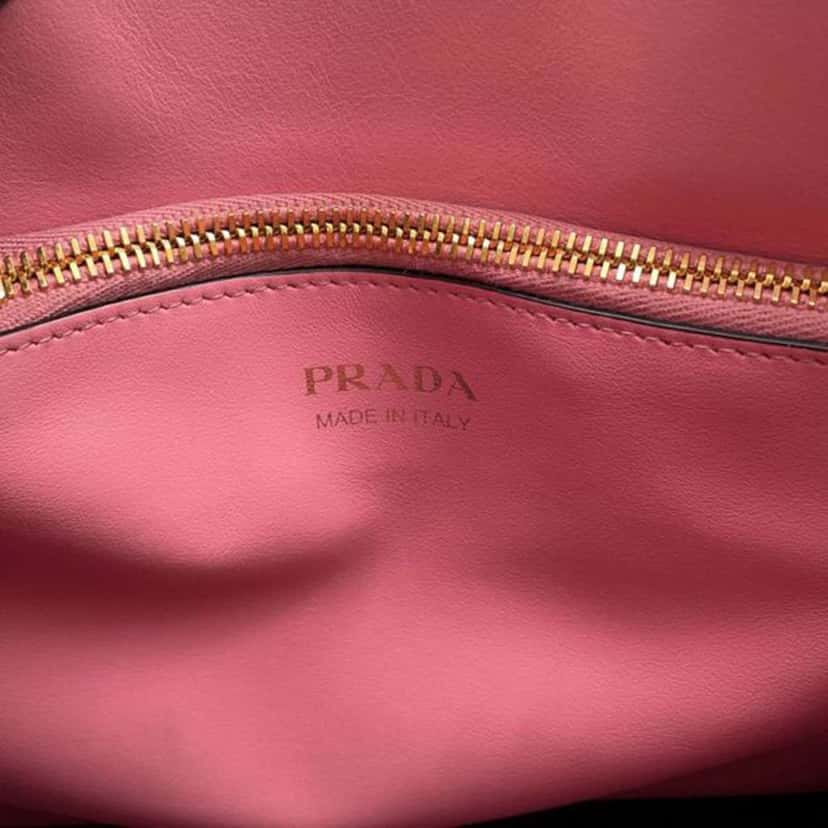 Prada City Calf Trimmed Saffiano Paradigme Bag Pink Leather Good condition - Box View