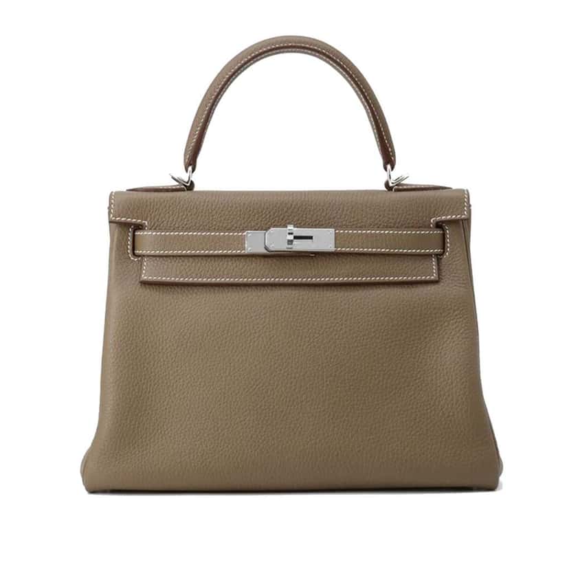 Hermès Togo Kelly II Retourne 25 Brown Leather Good condition - Front View