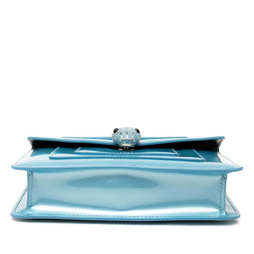 Bvlgari Small Patent Serpenti Forever Crossbody Blue Leather Good condition - Inside View