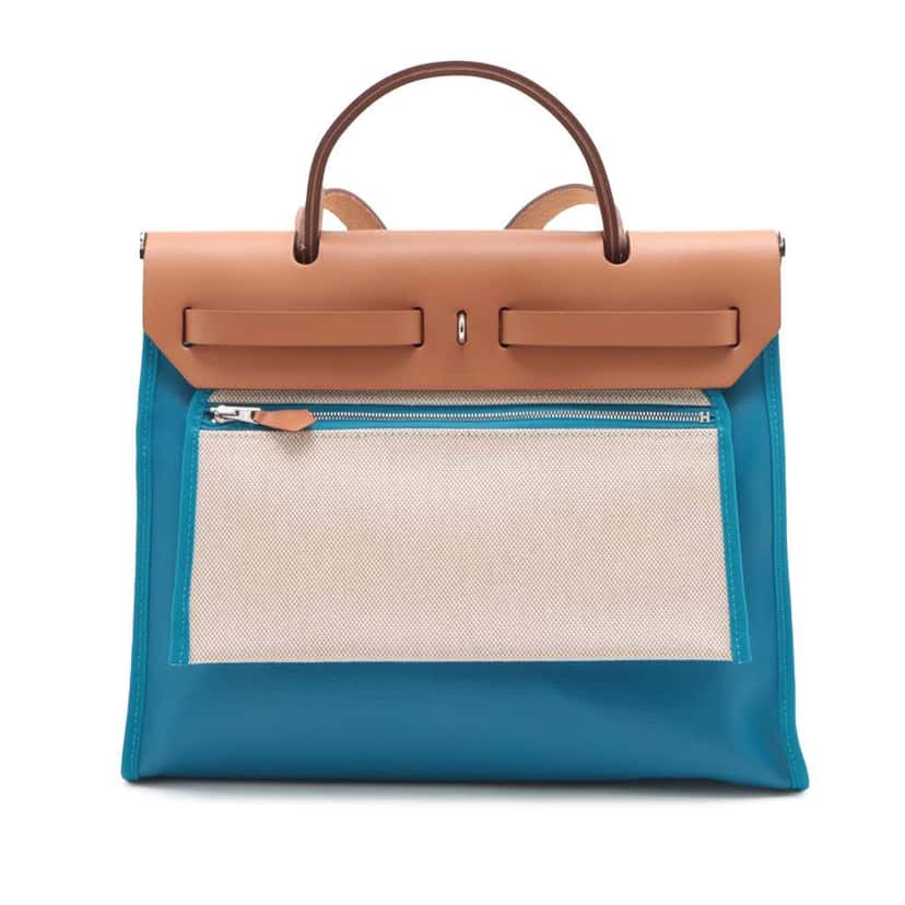 Hermès Toile H Berline Vache Hunter Herbag Zip 31 Blue Canvas Very good condition - Back View