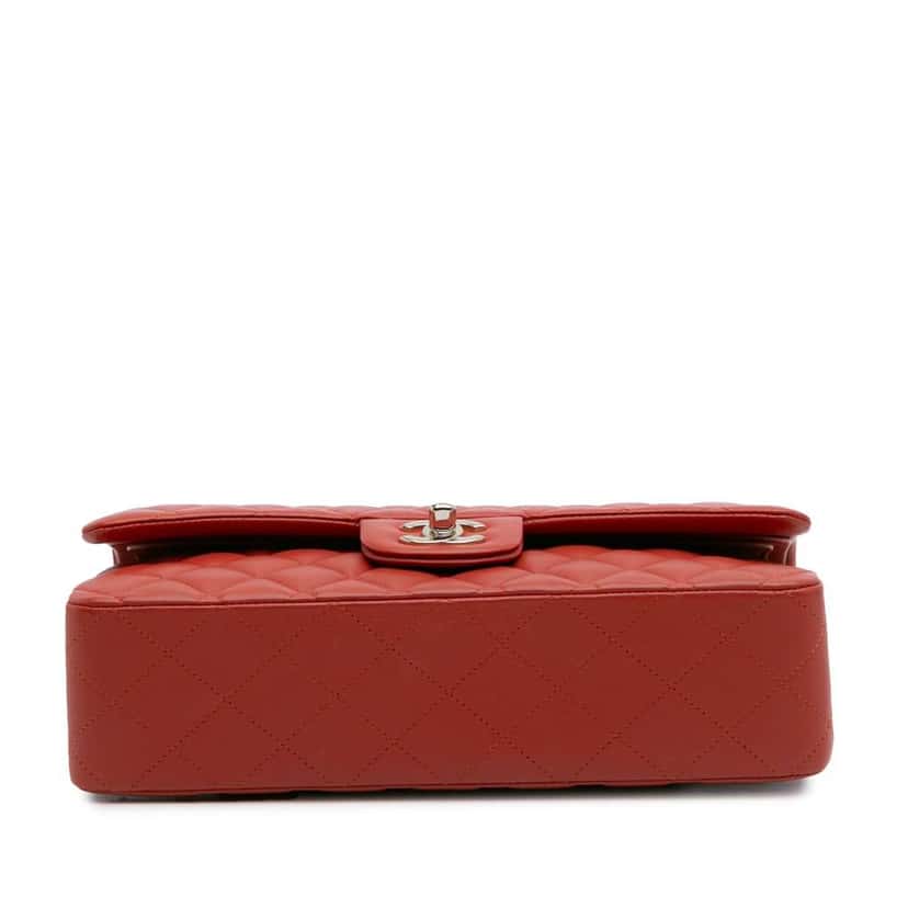 Chanel Medium Classic Lambskin Double Flap Red Leather Good condition - Inside View