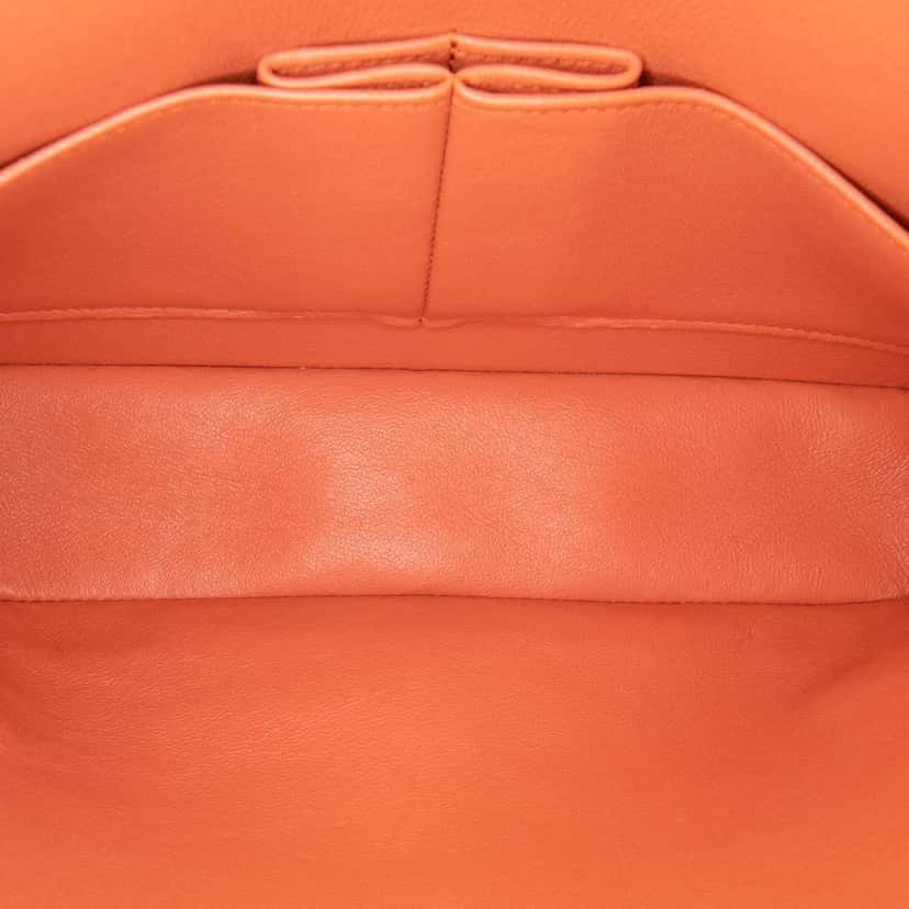 Chanel Medium Classic Lambskin Double Flap Red Leather Good condition - Model View