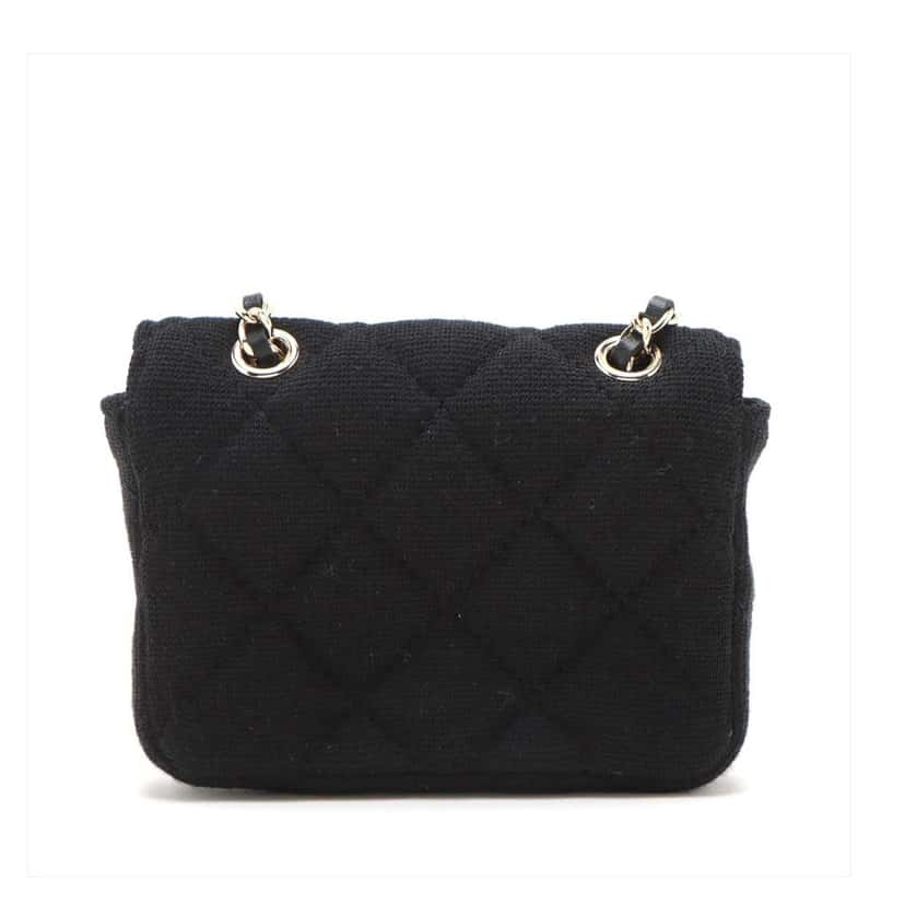 Chanel Mini Classic Jersey Flap Belt Bag Black Cotton Good condition - Back View