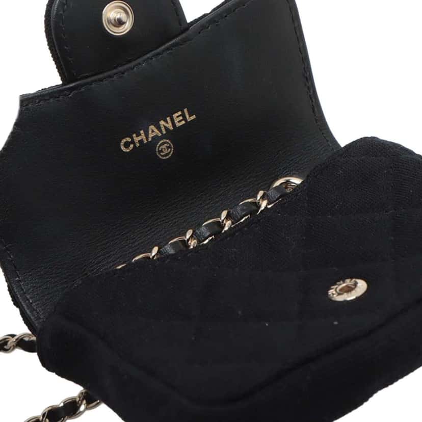 Chanel Mini Classic Jersey Flap Belt Bag Black Cotton Good condition - Box View