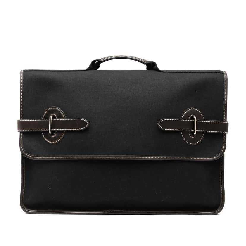 Hermès Toile Officier Buenaventura MM Black Canvas Good condition - Front View