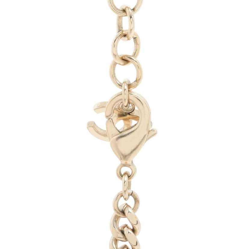Chanel Gold Plated Heart Logo Rhinestone Necklace Gold Metal Good condition - Inside View