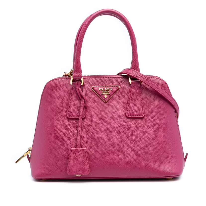 Prada Small Saffiano Lux Promenade Satchel Pink Leather Good condition - Front View