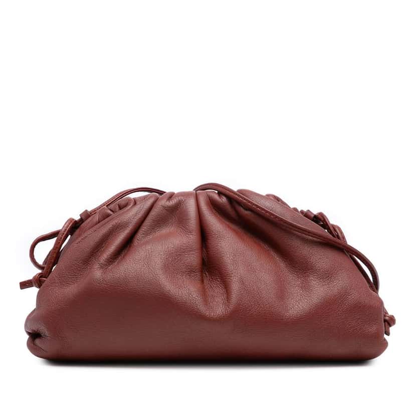 Bottega Veneta Lambskin The Mini Pouch Crossbody Red Leather Good condition - Front View