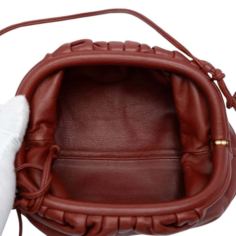 Bottega Veneta Lambskin The Mini Pouch Crossbody Red Leather Good condition - Model View
