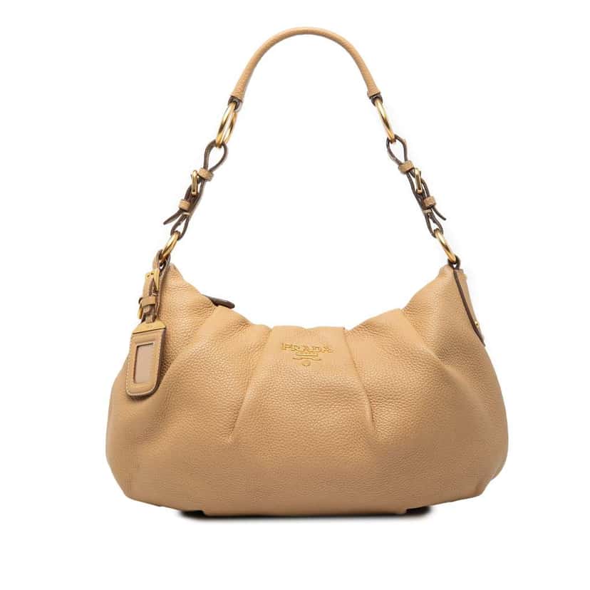 Prada Vitello Daino Hobo Brown Leather Good condition - Front View