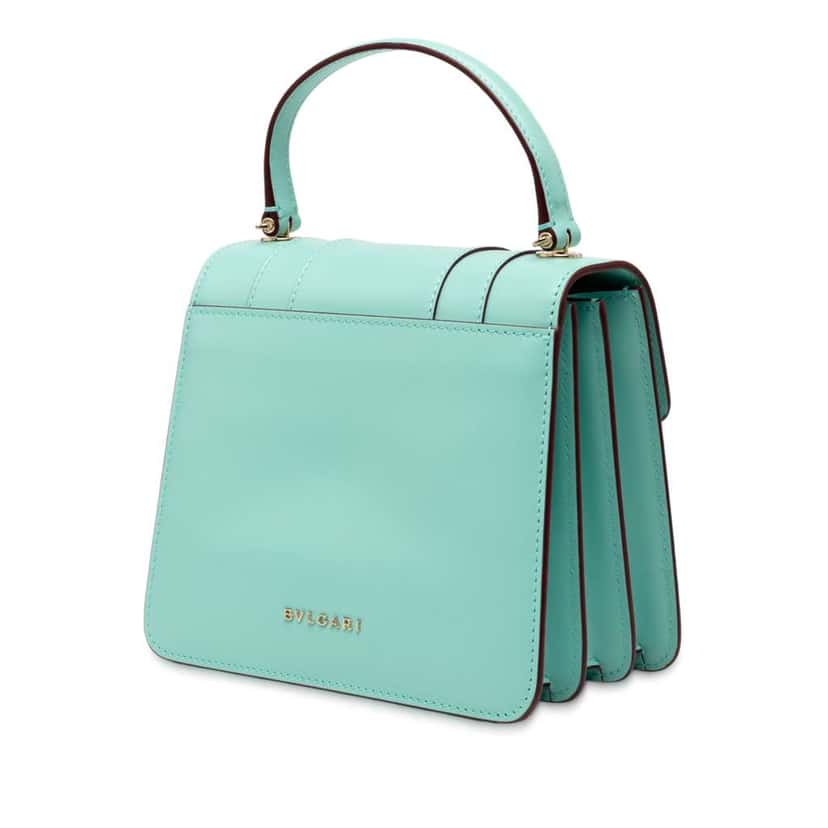 Bvlgari Small Calfskin Serpenti Forever Top Handle Bag Blue Leather Good condition - Back View