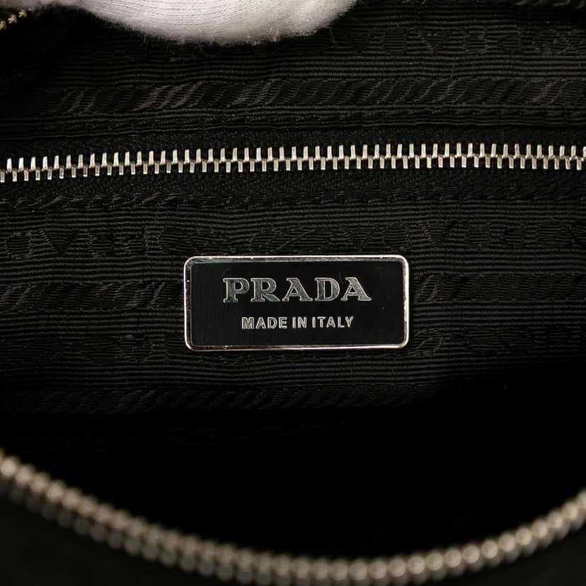Prada Leather Trimmed Tessuto Shoulder Bag Black Good condition - Box View