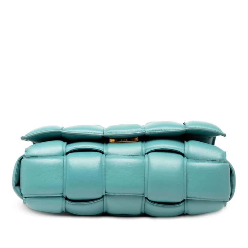Bottega Veneta Nappa Intrecciato Padded Chain Cassette Satchel Blue Leather Good condition - Inside View
