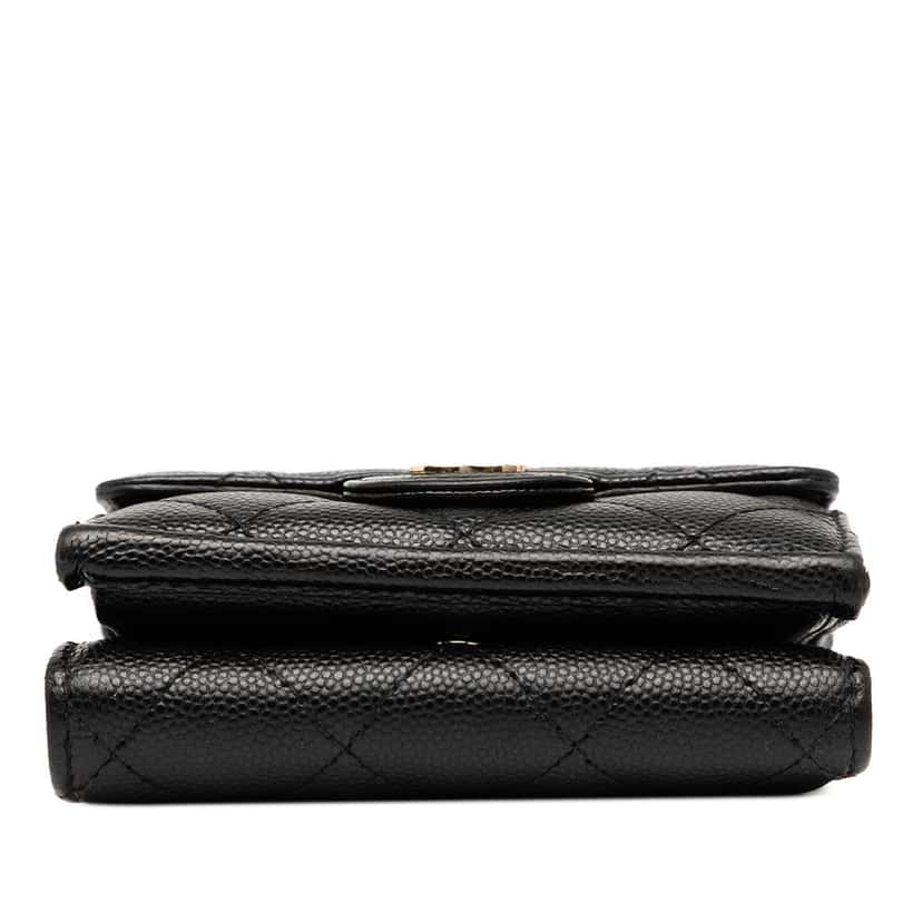 Chanel CC Quilted Caviar Flap Card Holder Wallet Black Leather Good condition - Inside View