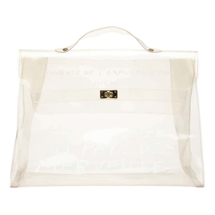 Hermès Vinyl Souvenir De L Exposition Kelly Handbag White Good condition - Front View