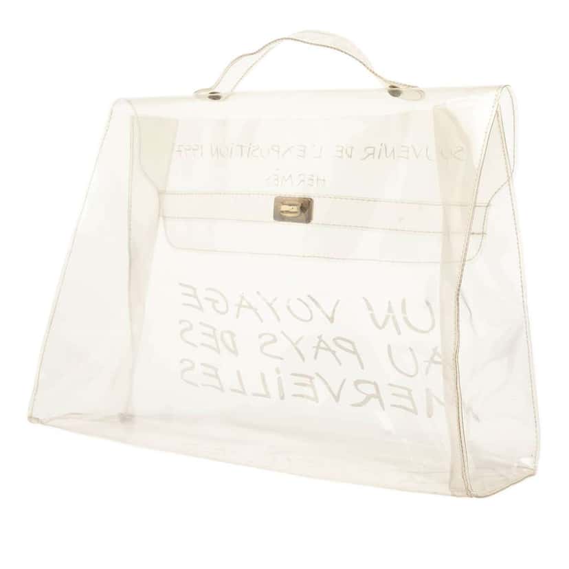 Hermès Vinyl Souvenir De L Exposition Kelly Handbag White Good condition - Back View