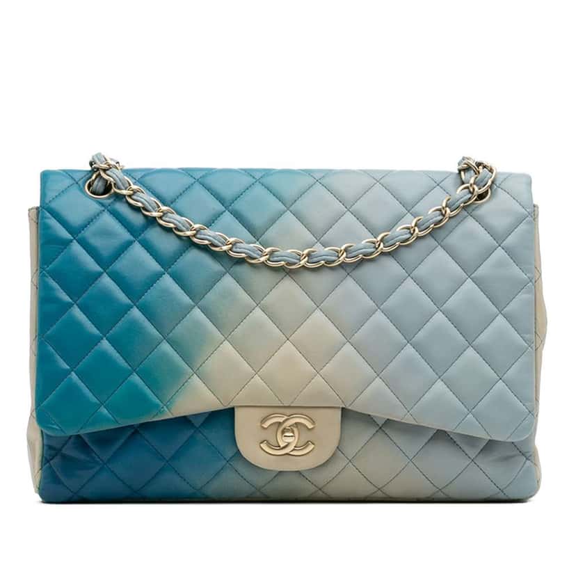 Chanel Maxi Classic Lambskin Degrade Single Flap Blue Leather Good condition - Front View