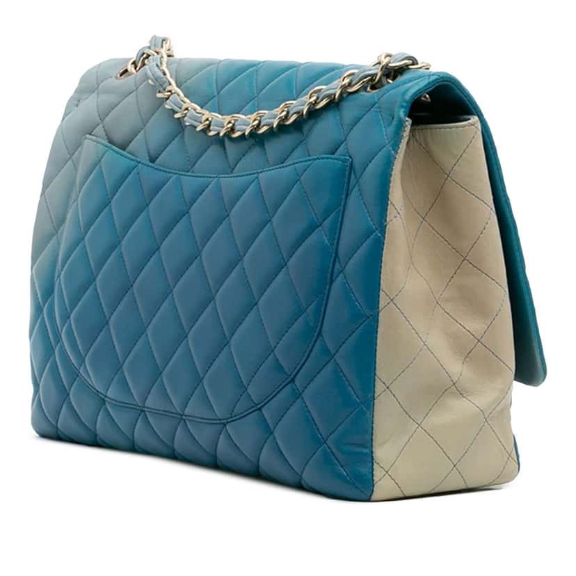 Chanel Maxi Classic Lambskin Degrade Single Flap Blue Leather Good condition - Back View