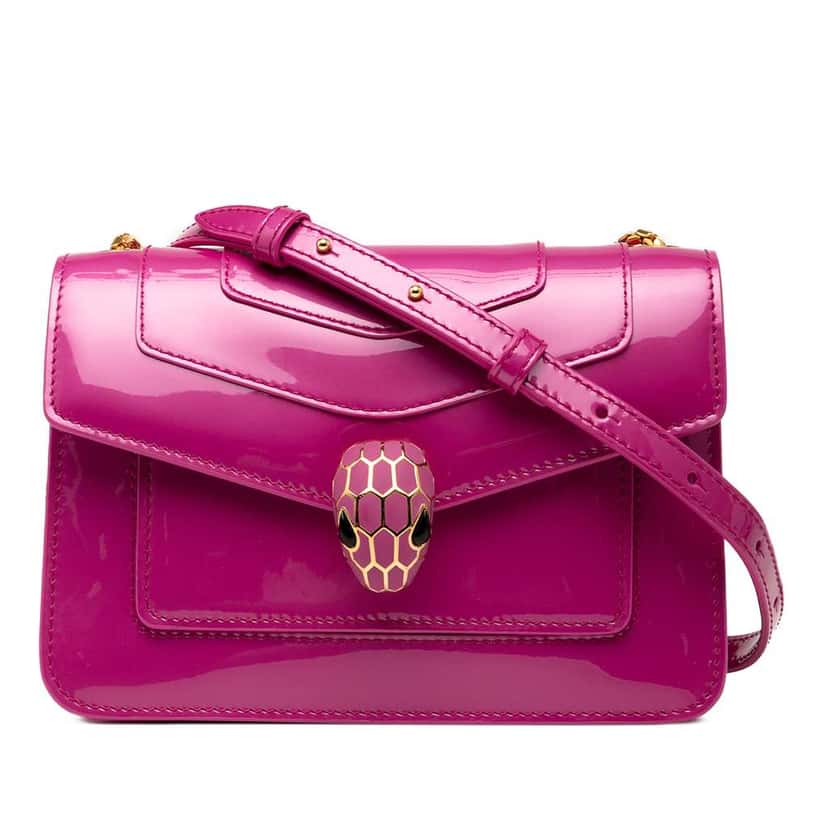 Bvlgari Patent Serpenti Forever Crossbody Pink Leather Good condition - Front View
