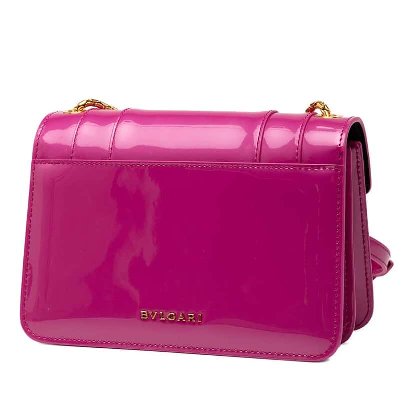 Bvlgari Patent Serpenti Forever Crossbody Pink Leather Good condition - Back View