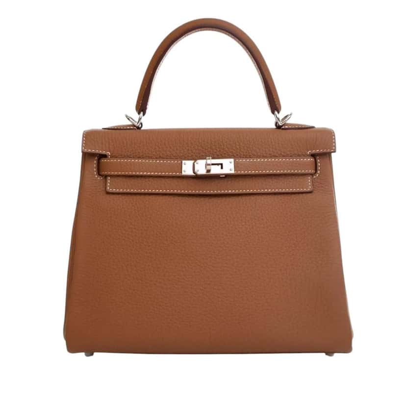 Hermès Togo Kelly II Retourne 25 Brown Leather Good condition - Front View