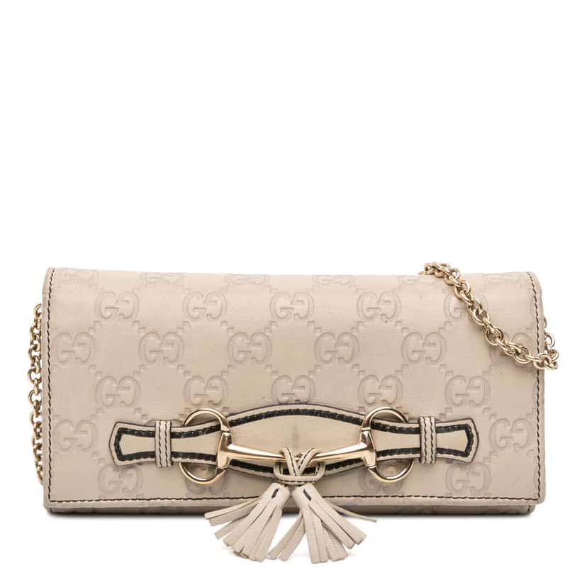 Gucci Guccissima Emily Wallet On Chain Brown Leather Good condition - Front View