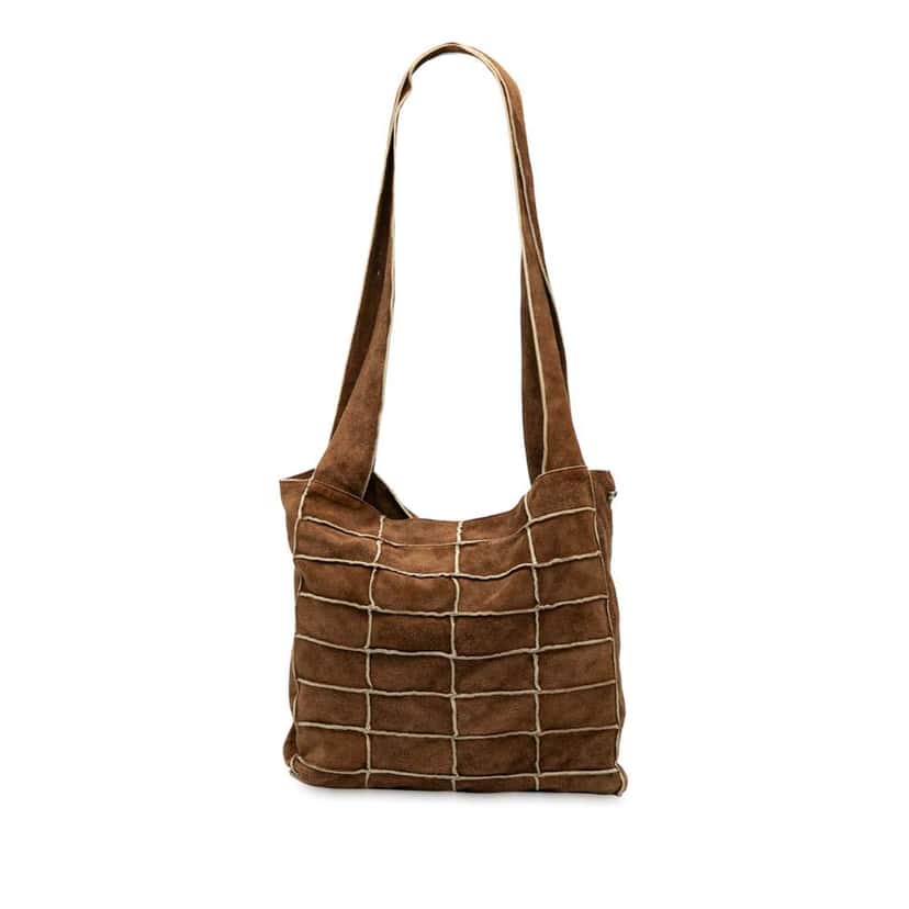 Chanel Suede Patchwork Shopper Tote Brown Leather Good condition - Front View