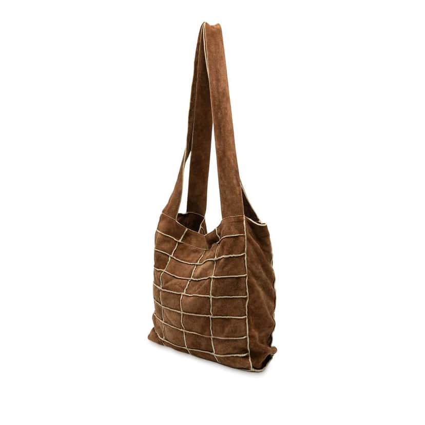 Chanel Suede Patchwork Shopper Tote Brown Leather Good condition - Back View