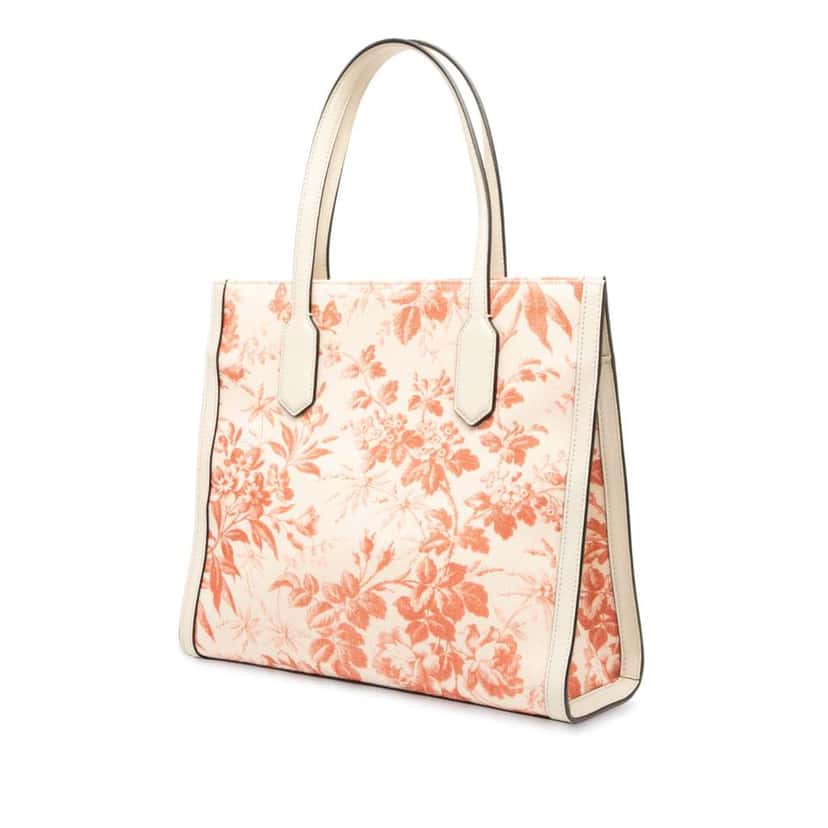 Gucci Canvas GG Ribbon Herbarium Tote White Canvas Good condition - Back View