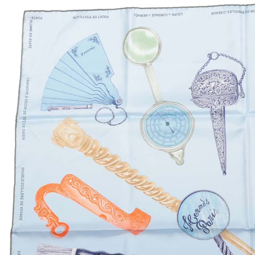 Hermès Nous Sommes Inseparables Silk Scarf 90 Blue Silk Good condition - Back View