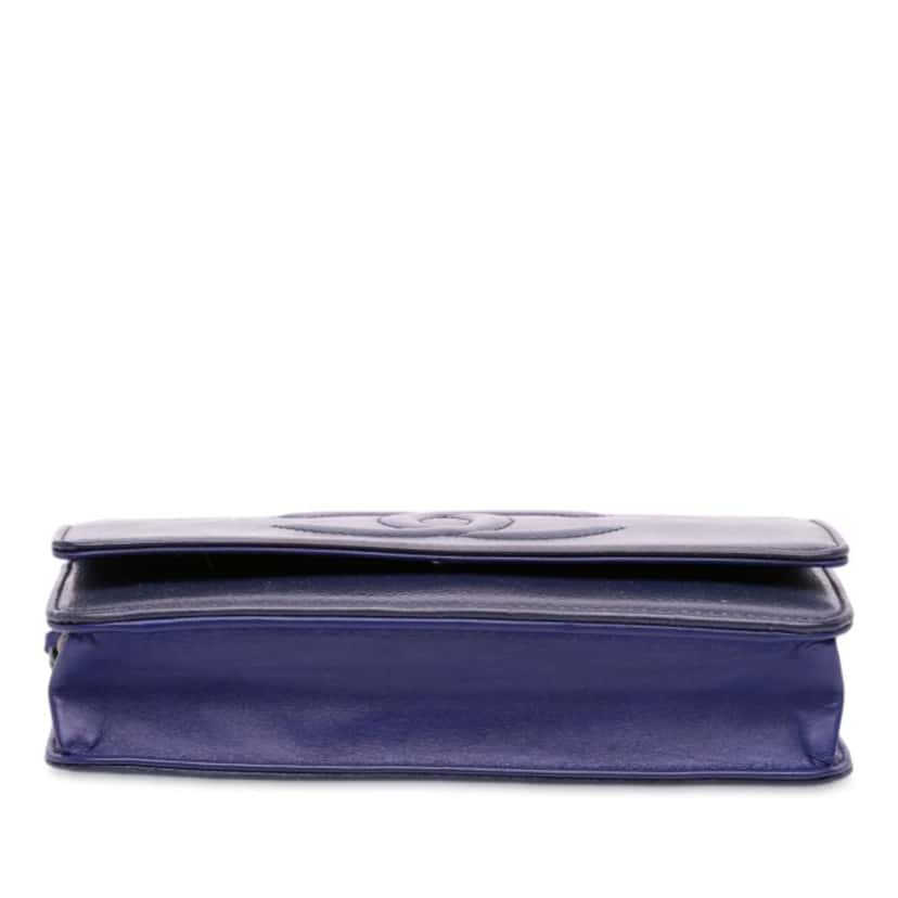 Chanel CC Patent Caviar Wallet On Chain Blue Leather Good condition - Inside View