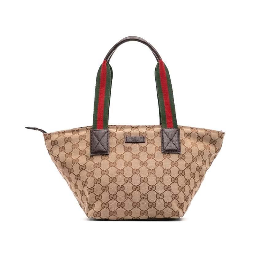 Gucci GG Canvas Web Handbag Brown Canvas Good condition - Front View