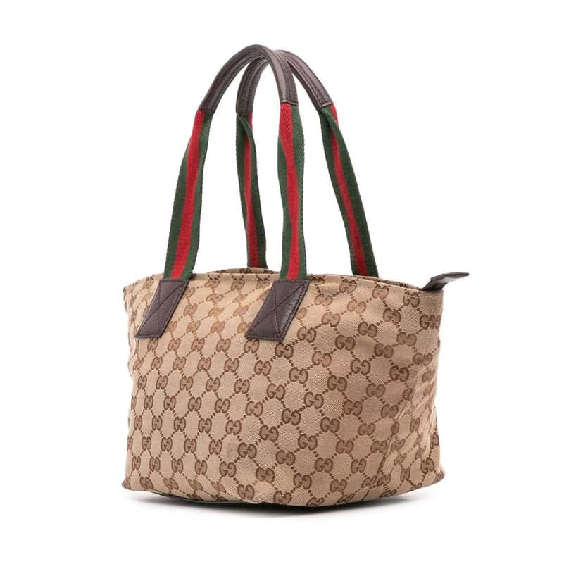 Gucci GG Canvas Web Handbag Brown Canvas Good condition - Back View