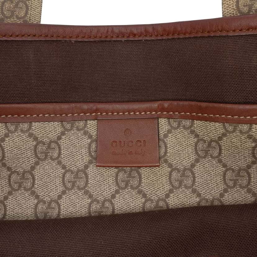 Gucci GG Supreme Web Tote Brown Canvas Good condition - Box View