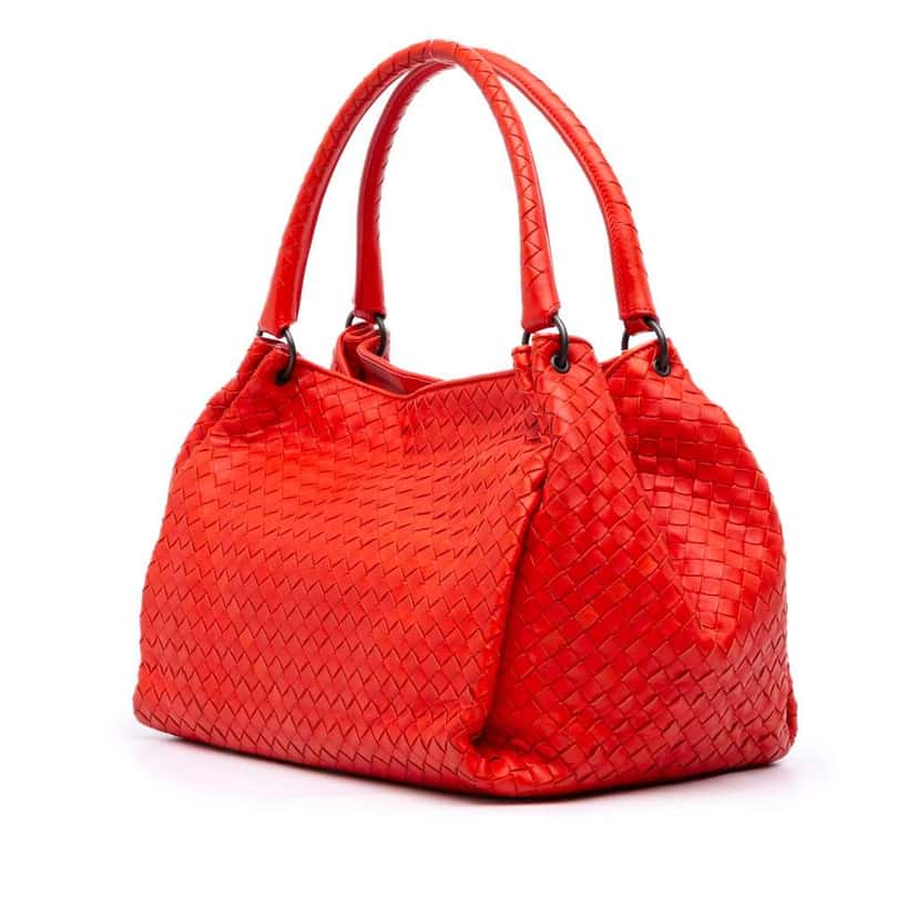 Bottega Veneta Nappa Intrecciato Parachute Tote Red Leather Good condition - Back View