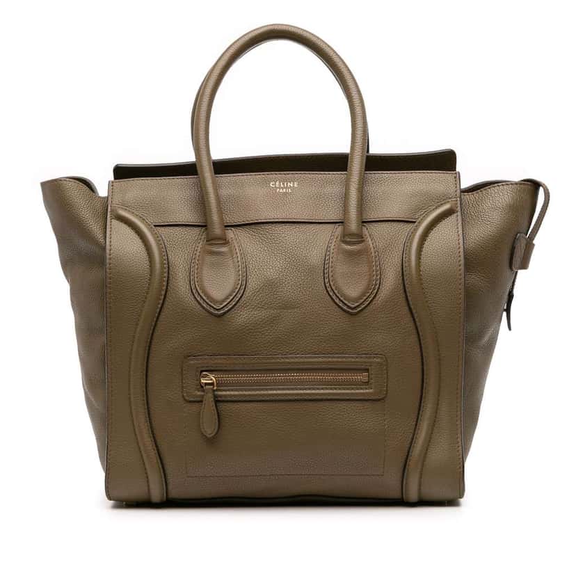 Celine Mini Calfskin Luggage Tote Green Leather Good condition - Front View