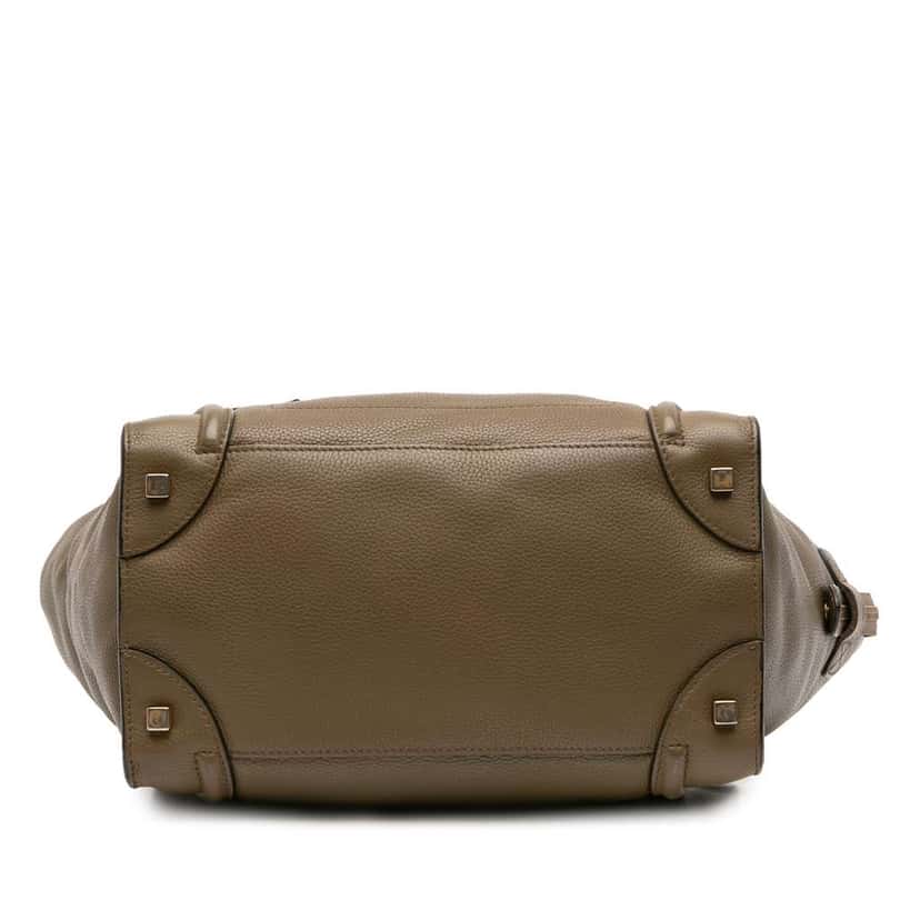 Celine Mini Calfskin Luggage Tote Green Leather Good condition - Inside View