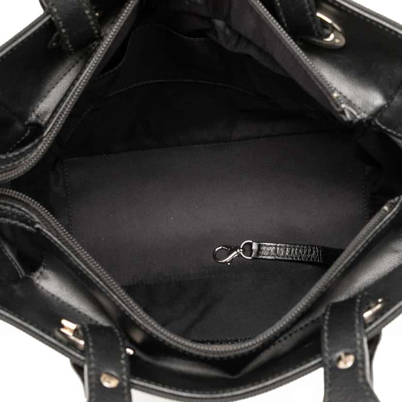 Chanel Small Quilted Coated Canvas Paris Biarritz Tote Black Canvas Good condition - Model View