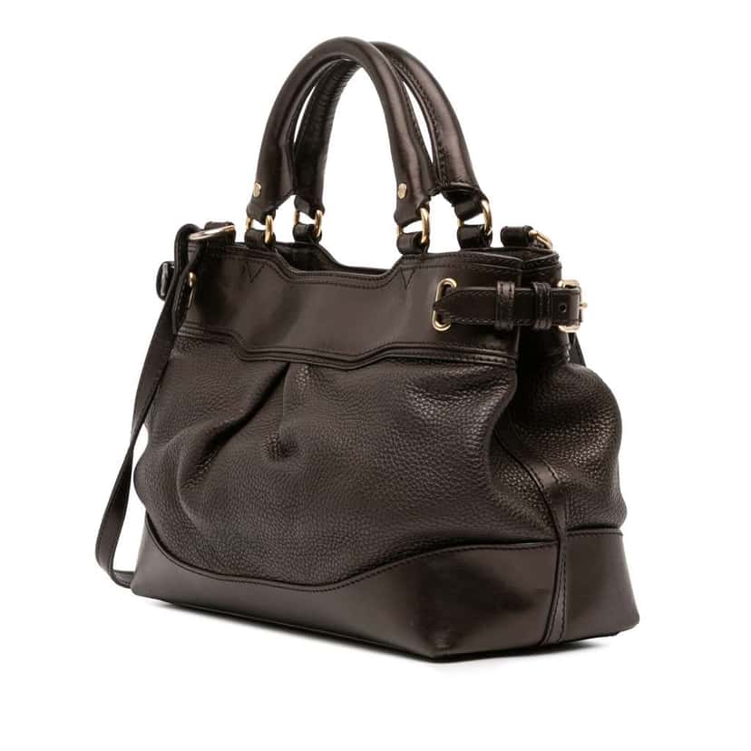 Burberry Calfskin Bridle Hepburn Satchel Brown Leather Good condition - Back View