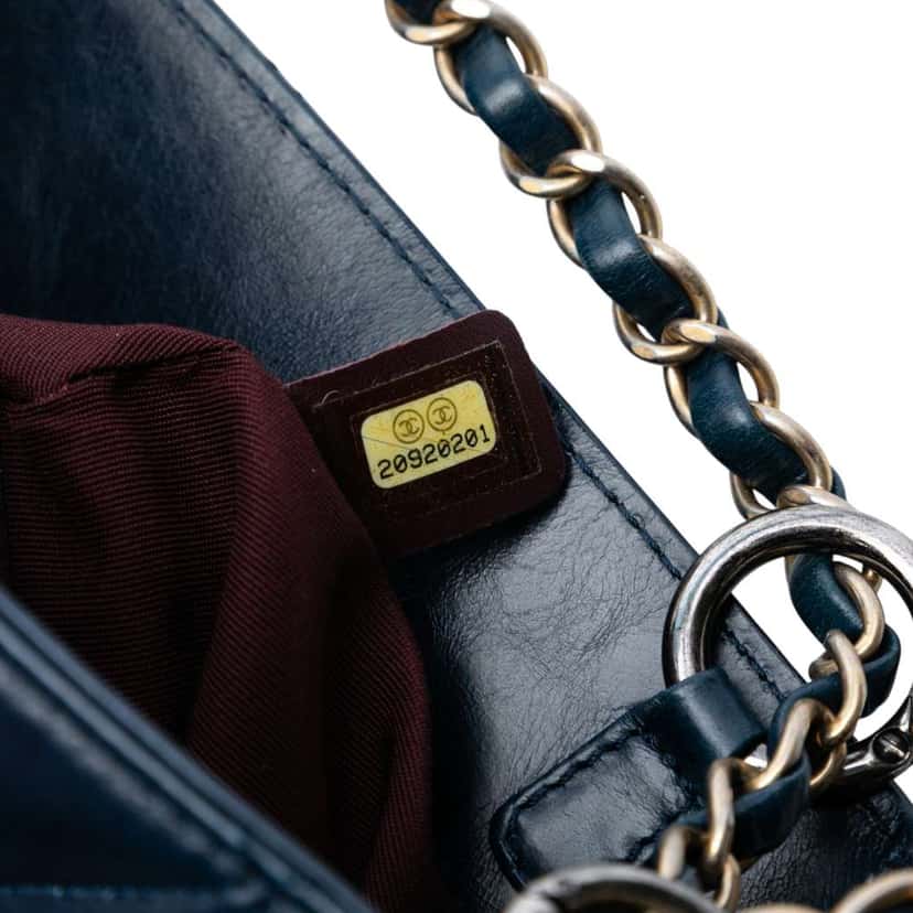 Chanel Small Quilted Aged Calfskin Daily Walk Flap Blue Leather Good condition - Box View