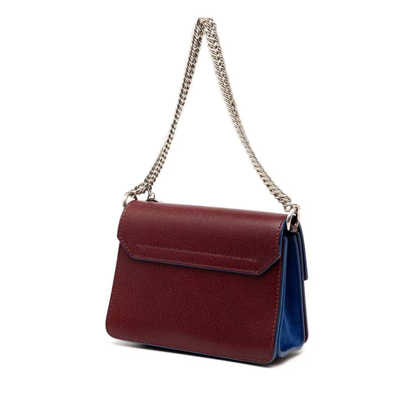 Givenchy Mini Bicolor Goatskin and Suede GV3 Satchel Red Leather Good condition - Back View