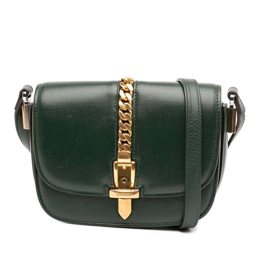 Gucci Mini Leather Sylvie 1969 Crossbody Green Leather Good condition - Front View