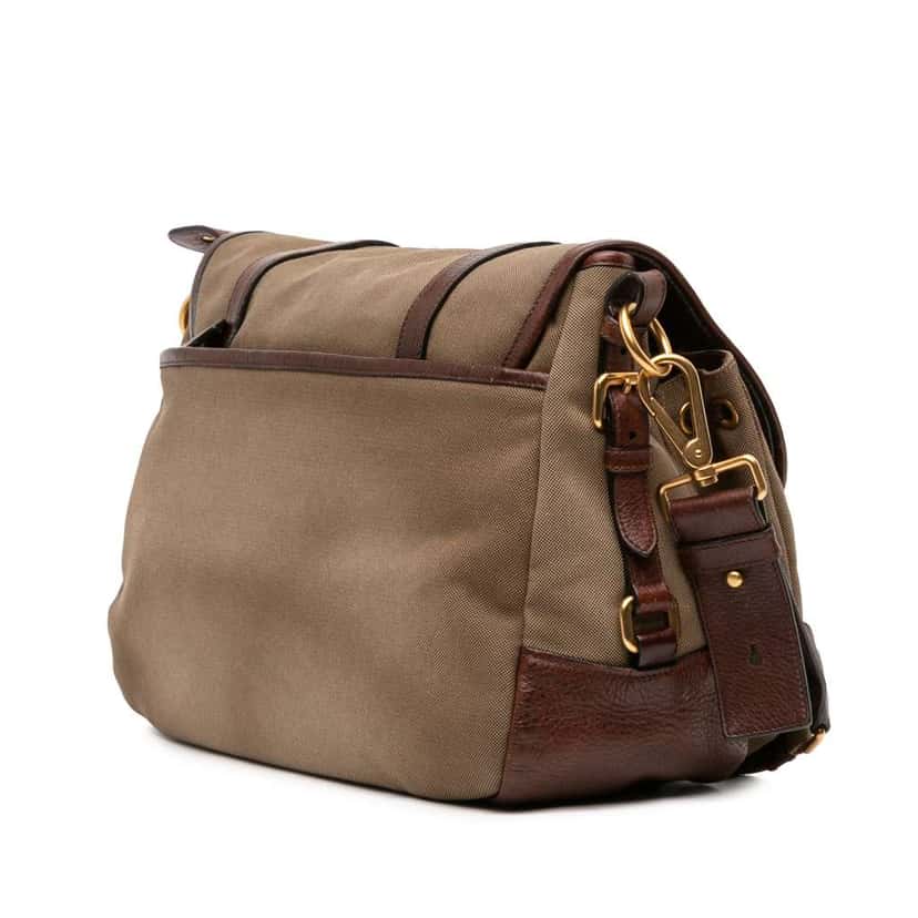 Prada Canvas Canapa Logo Double Buckle Messenger Bag Brown Canvas Good condition - Back View