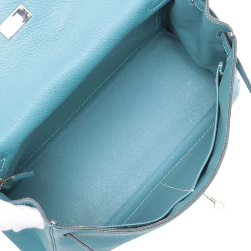 Hermès Clemence Kelly II Retourne 35 Blue Leather Good condition - Inside View